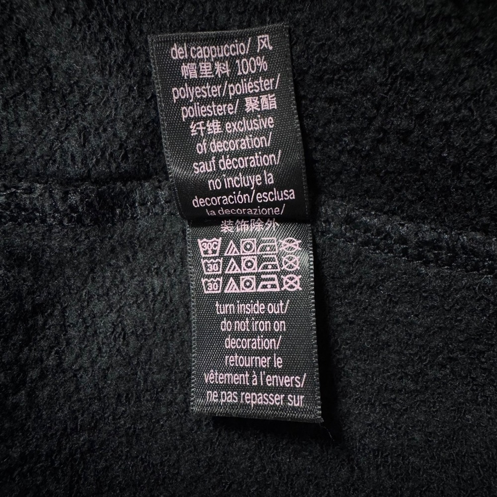 Victorias Secret Womens Black Satin Trim Cropped V-Neck Hoodie Sweatshirt XL - Picture 6 of 13